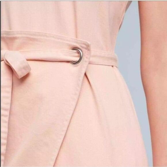 Anthropologie Pink Regatta denim Wrap Mini Dress| Size 2 - Picture 3 of 10